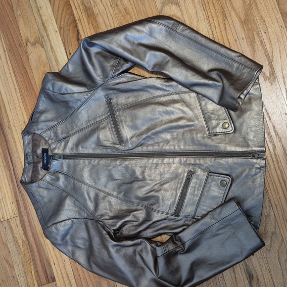 ARDEN B Bronze Metallic leather  Zipper jacket Sz 4 Four Front Pockets - Picture 16 of 16